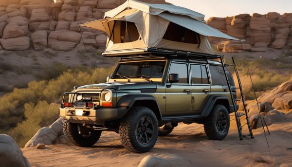 Une tente sur le toit pour des aventures tout-terrain